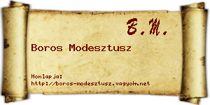 Boros Modesztusz névjegykártya